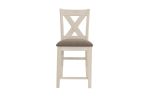 Modern Contemporary Dining Room Furniture Chairs Set of 2 Counter Height Chairs Light Wooden High Chair X Back Design Cushion Seat