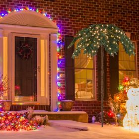 6 Feet Pre-Lit Xmas Palm Artificial Tree with 250 Warm-White LED Lights
