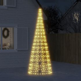 Christmas Tree Light on Flagpole 550 LEDs Warm White 118.1"