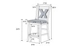 Modern Contemporary Dining Room Furniture Chairs Set of 2 Counter Height Chairs Light Wooden High Chair X Back Design Cushion Seat