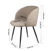 Adjust Legs Upholstered Teddy Faux Fur Dining Armrest Chair Set of 2(Light Brown)