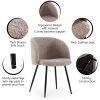 Adjust Legs Upholstered Teddy Faux Fur Dining Armrest Chair Set of 2(Light Brown)