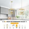 4-Light Gold Farmhouse Chandelier Light Fixture with Caged Metal Shade, Industrial Square Chandelier Light Ideal for Foyer or Entryway