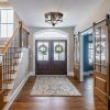 4 Light Industrial Flush Mount Ceiling Light Fixtures Beveled Glass Close to Ceiling Fixtures for Stairway, Hall, Closet, Porches, Bedroom Black
