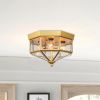 4 Light Industrial Flush Mount Ceiling Light Fixtures Beveled Glass Close to Ceiling Fixtures for Stairway, Hall, Closet, Porches, Bedroom Gold