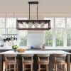 5-Light Retro Farmhouse Chandelier For Kitchen, Living room, Dining room Red and Black(No Bulbs)