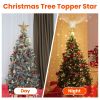 Christmas Tree Topper Star with Projector Light White Revolving White Snowflake Pattern
