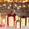 Set of 3 Christmas Lighted Gift Boxes with 48 Bright Warm Lights
