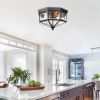 4 Light Industrial Flush Mount Ceiling Light Fixtures Beveled Glass Close to Ceiling Fixtures for Stairway, Hall, Closet, Porches, Bedroom Black