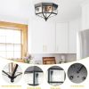 4 Light Industrial Flush Mount Ceiling Light Fixtures Beveled Glass Close to Ceiling Fixtures for Stairway, Hall, Closet, Porches, Bedroom Black