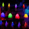 3Pcs Halloween Light Decorations Total 50 LEDs 24ft Halloween String Lights Colorful 3D Skeleton Ghost String Lights Gauze Skull String Lights