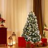 Pre-lit Snow Flocked Christmas Tree with Red Berries and LED Lights