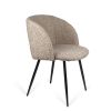 Adjust Legs Upholstered Teddy Faux Fur Dining Armrest Chair Set of 2(Light Brown)