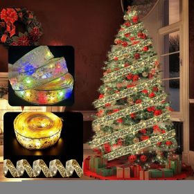Christmas Glowing Ribbon Led Light String Christmas Tree Smart Bluetooth Symphony Decorative Gold Ribbon (coloer: Glowing Ribbon-gold)