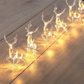 Led Christmas Deer Shape String Lights, Holiday Decoration Colorful Lights 20LEDS (Color: Warm)