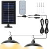 Solar Shed Lights Dual Lighting Heads Dimmable Timing Dusk To Dawn Sensor Hanging Lamp IP65 Waterproof Remote Control