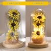 Artificial Sunflower in Glass Dome with Lights ;  Eternal Sunflower Gifts for Women